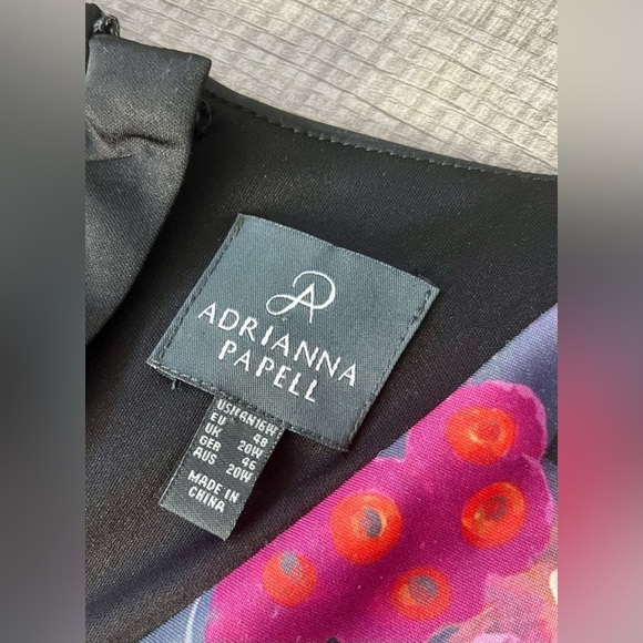 Adrianna Papell Black and Pink Floral Midi Dress - Picture 5 of 6